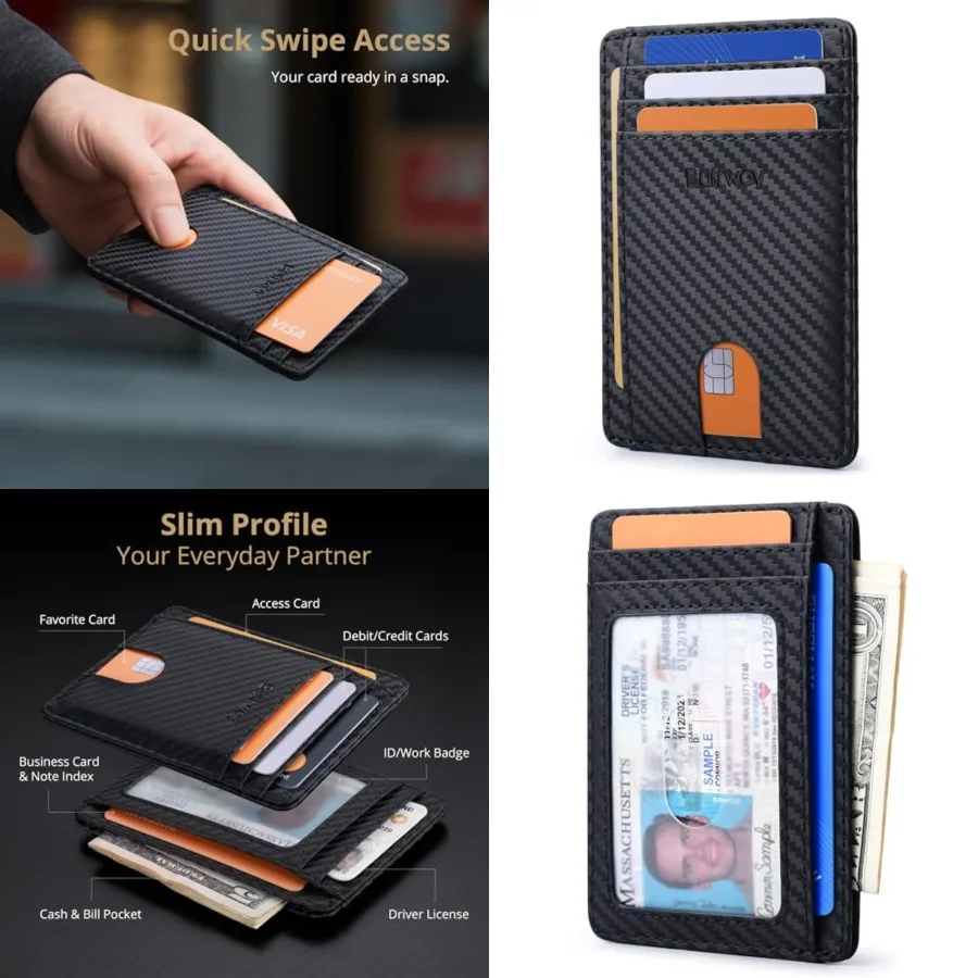 

Slim Minimalist Front Pocket RFID Blocking Leather Wallets for Men and Women