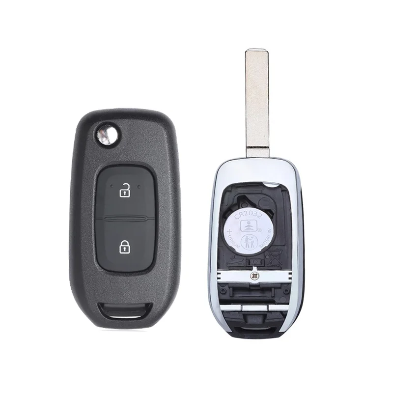XNRKEY 2 Button Flip Remote Key Shell for Renault Dacia Logan 2 Logan II 2018 2019 2020 Smart Key Fob Cover Case