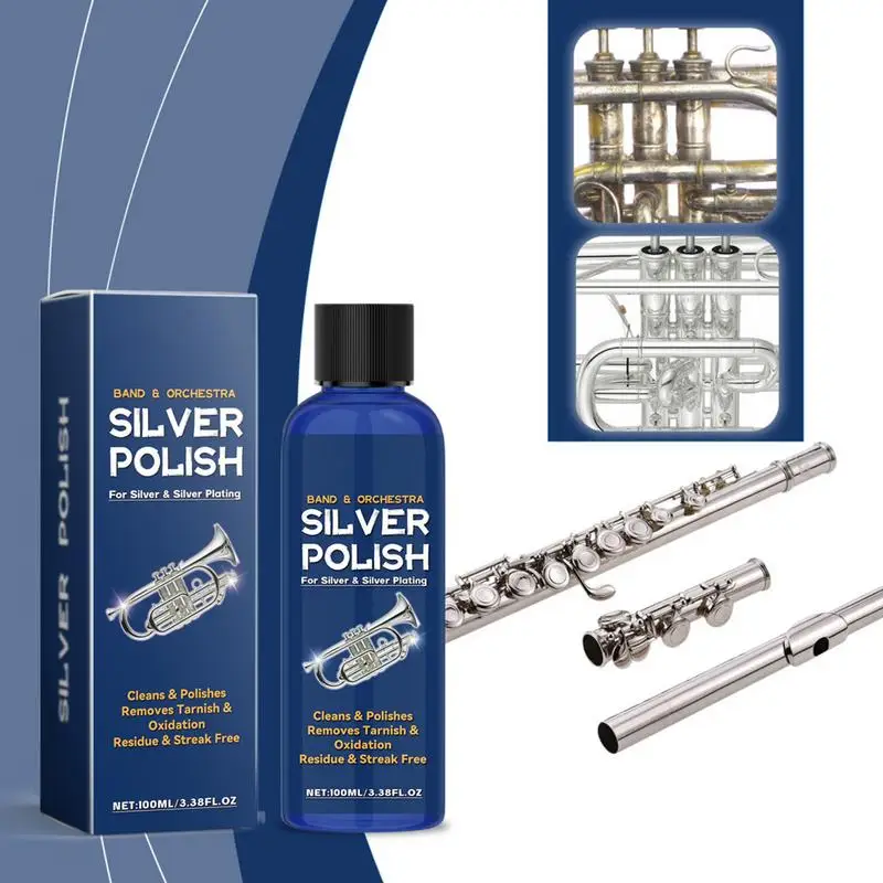 Silver Polish Cleaner Silver Jewelry Polish Efficient Trumpet Polish Sterling Silver Polish Silver Tarnish Remover With Cloth