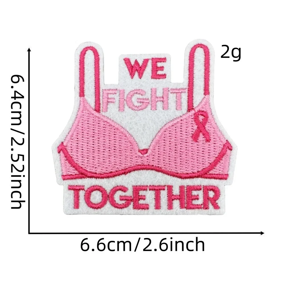 New Product Ironing Patch Heart Badge Embroidery Sticker Pink Ribbon Cloth Caring Women Breast Prevention Charity Badge