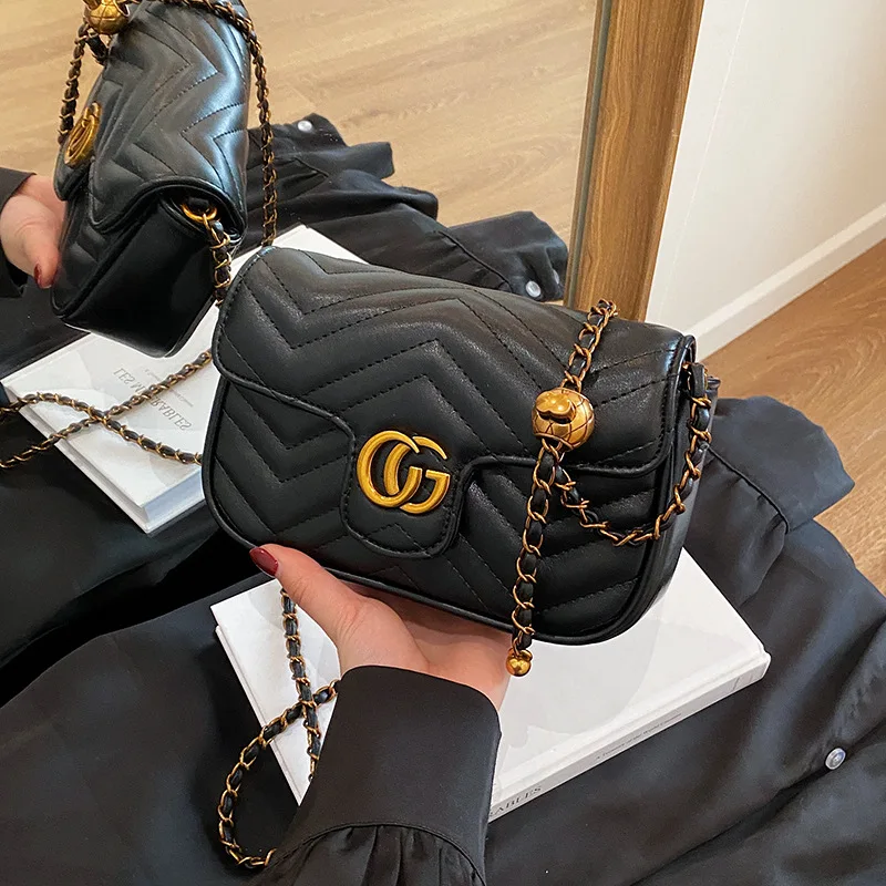 

2025 New Designer Inspired Women Chain Bag Luxury Textured Crossbody Shoulder Bag Mini Square Underarm Purse for Casual Evening