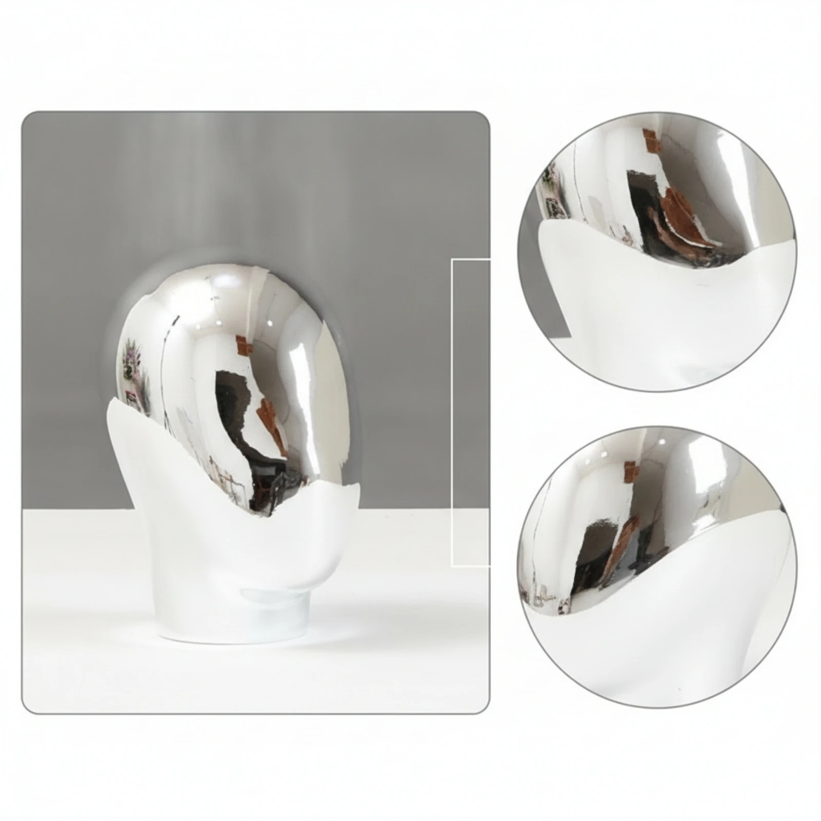 Mannequin Head Electroplated Display Head Metal-Plated Glossy for Retailers, Shop Window, Boutique view 4