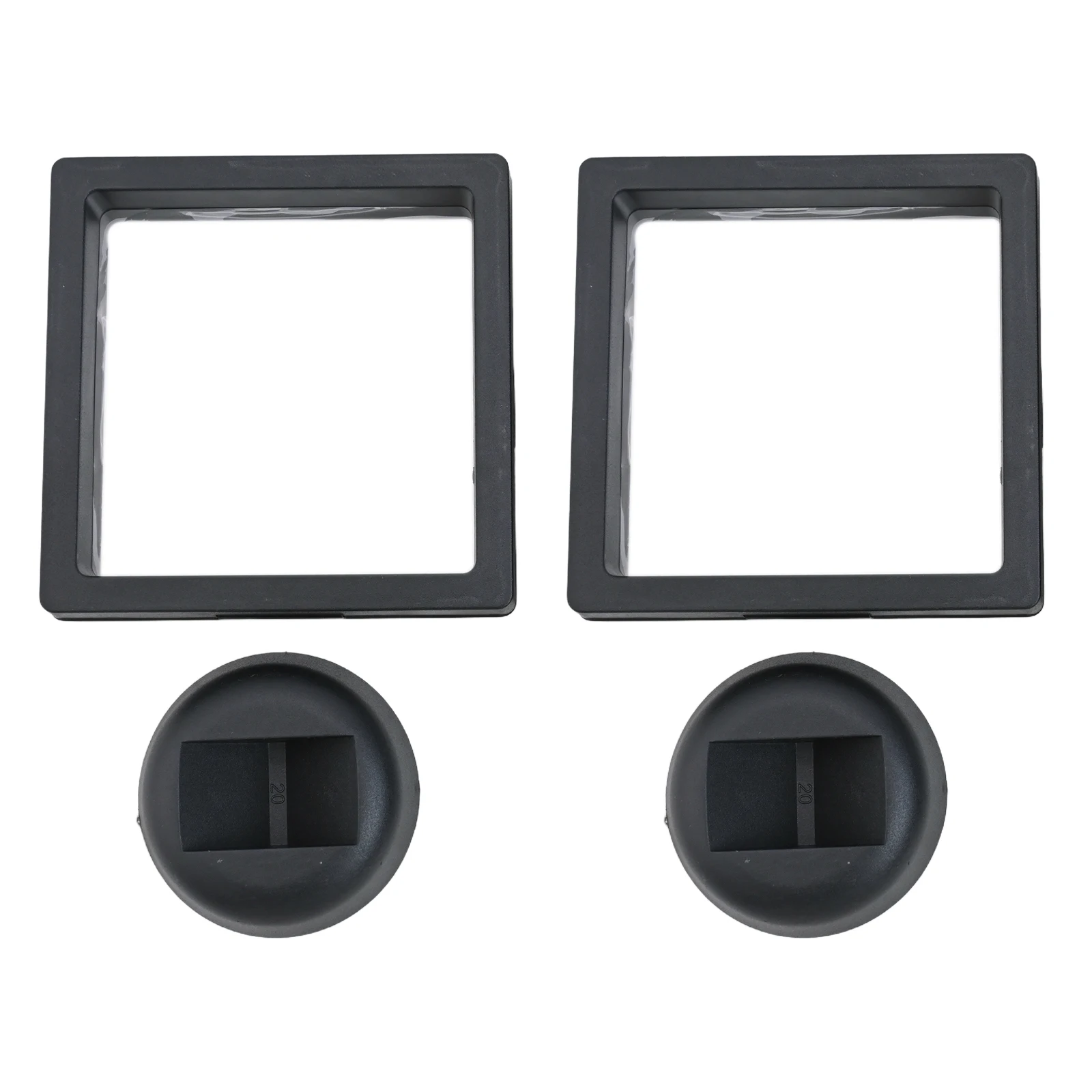 2 Pcs Coin Frame Penny 90x90mm Decoration Black Plastic Floating Display Holder Box Stand Collection Protection