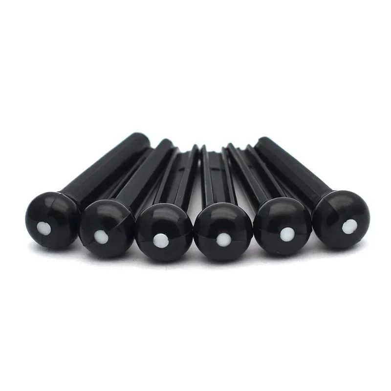 

100Pcs Classical Style Acoustic Guitar Slotted Bridge Pin with Dots ABS Plastic Guitar Parts Accessories Ivory Black