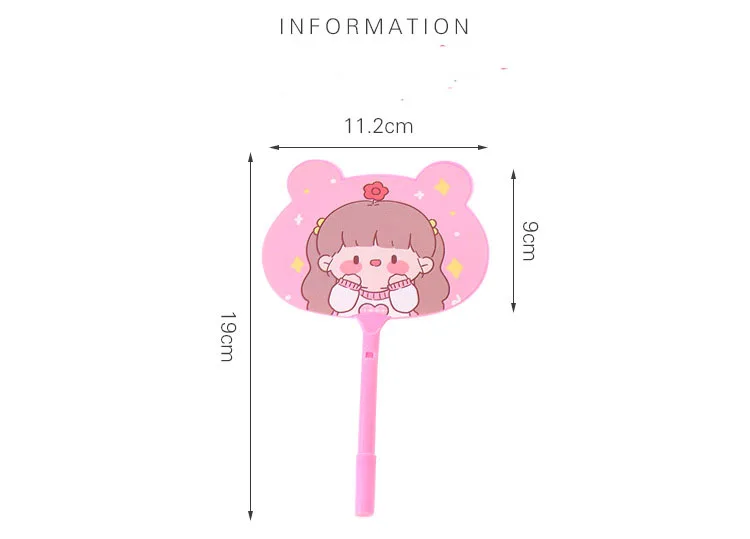 30 PCS Cute girl fan Ballpoint pen Student children Prize Gift Creative Cartoon Cute Fan Ballpoint Pen Toy Ballpoint Pen