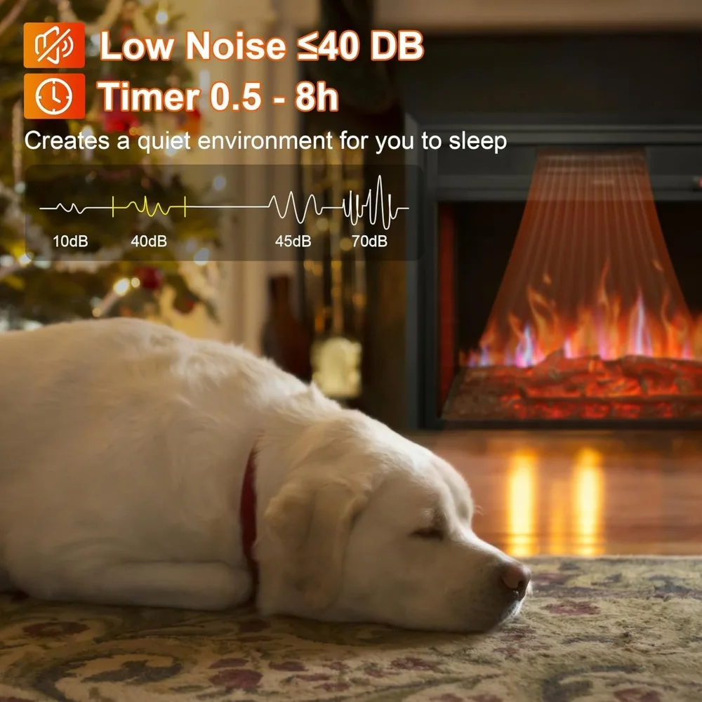 In-Wall Electric Fireplace Insert with Remote, 6-Level Brightness, Ideal for Living Room