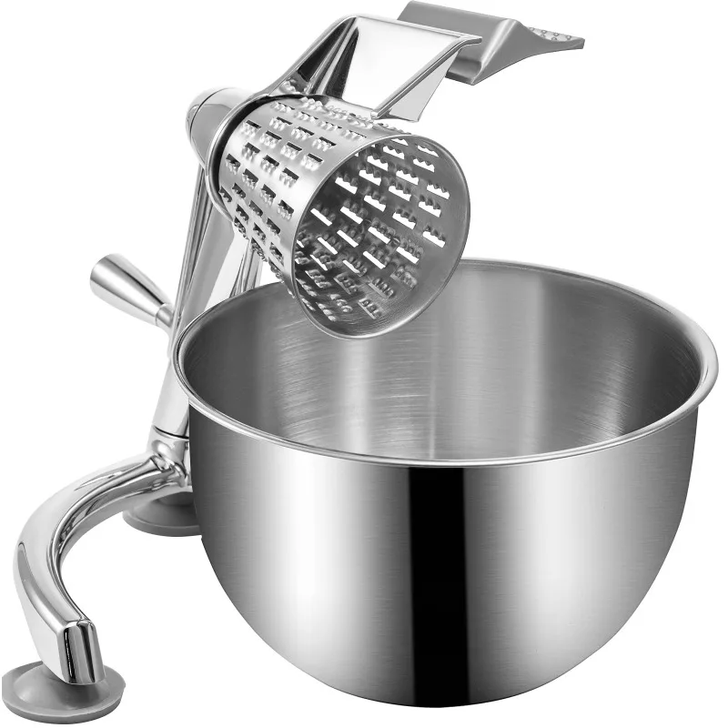 Rotary Cheese Grater with U-Shaped Base 2.5L Bowl Round Mandoline Slicer Vegetable Potato Kitchen Gadgets