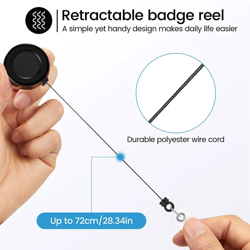 

QWE-100 PCS Retractable Badge Reel Clips ID Card Holder Reel With Metal Belt Clip For Hanging Cards Key Chains