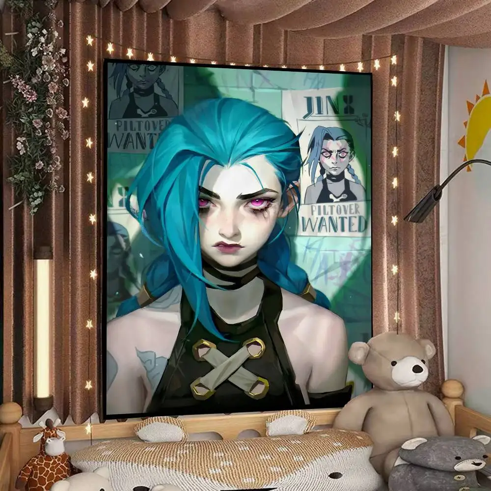 لعبة League of Legends Jinx معلقة نسيج بوهيمي هيبي معلق على الحائط مفروشات جدارية بوهيمية ماندالا معلقة على الحائط للمنزل