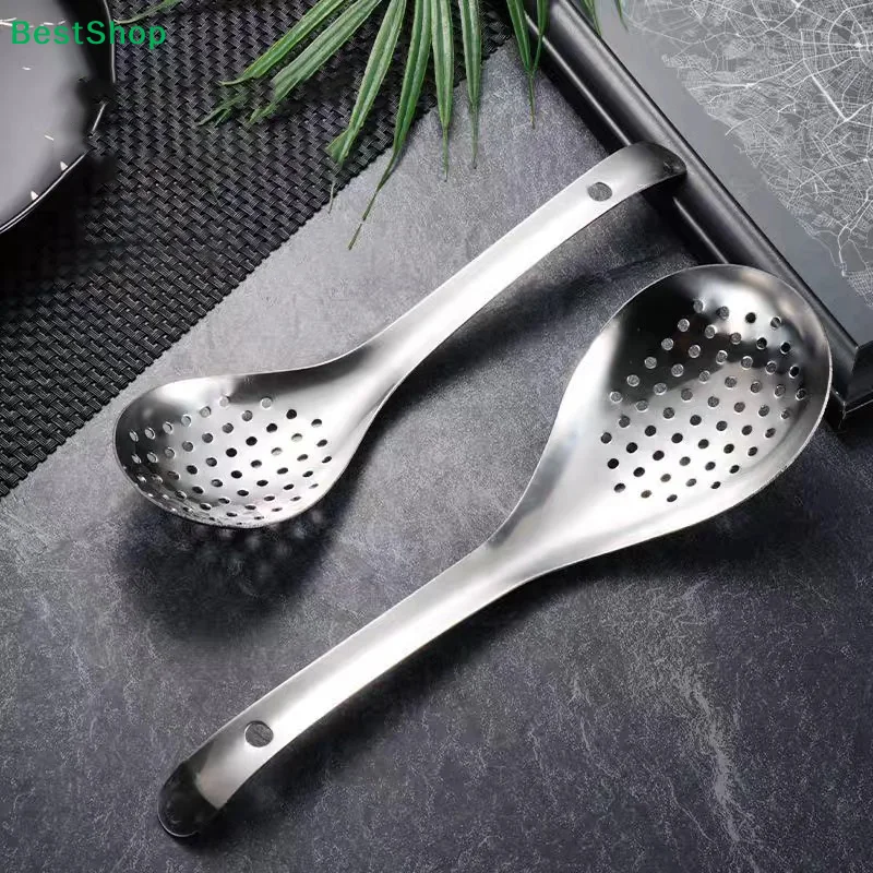 ♥Stainless Steel Slotted Spoon - Heat-Resistant Kitchen Strainer Spoon, Durable Soup Skimmer for Cooking, Serving & Straining