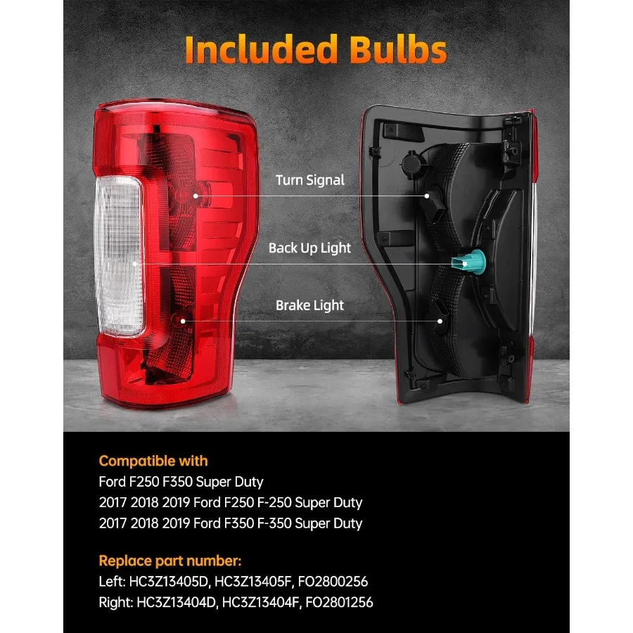 Rear Brake Tail Lights Compatible with 2017 2018 2019  F250 F350 F250 F350 Super Duty for Vehicle Lighting Upgrade Replacement