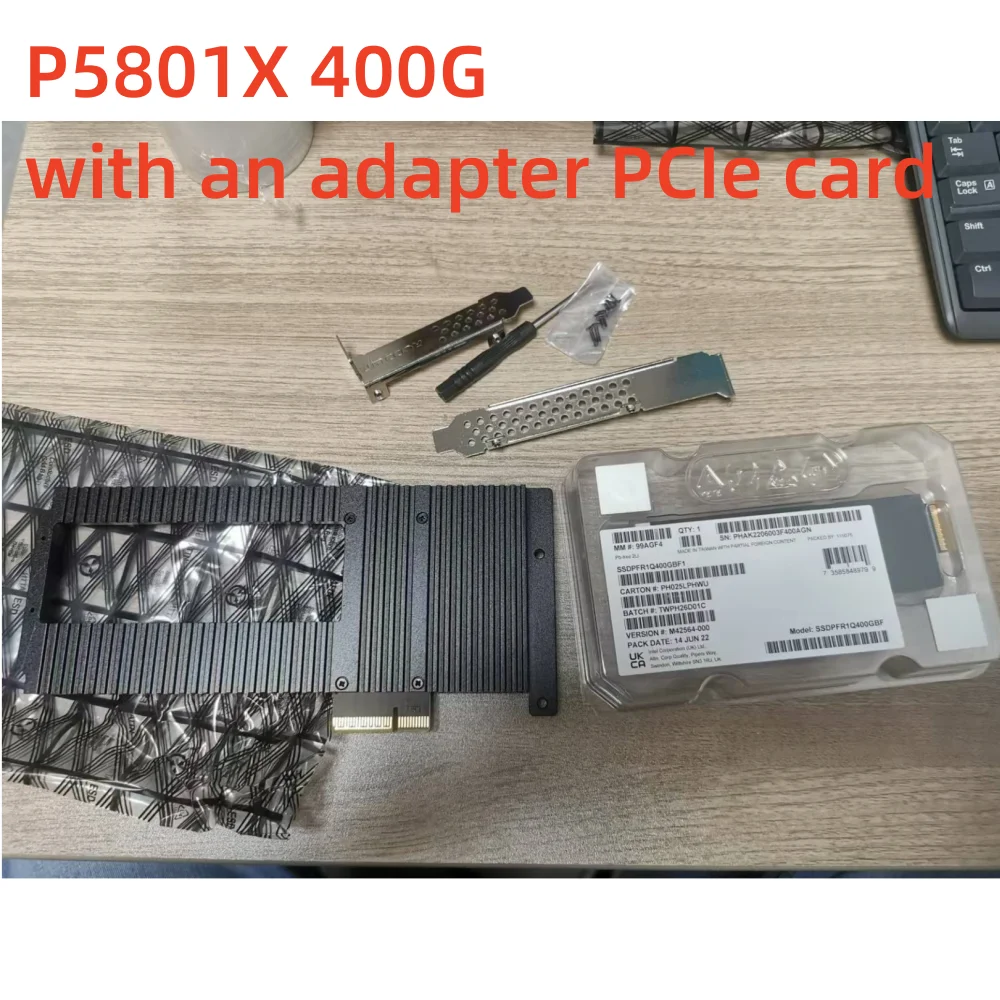 Intel P5801x,400g e1のオリジナル1、アダプター付きの真新しい