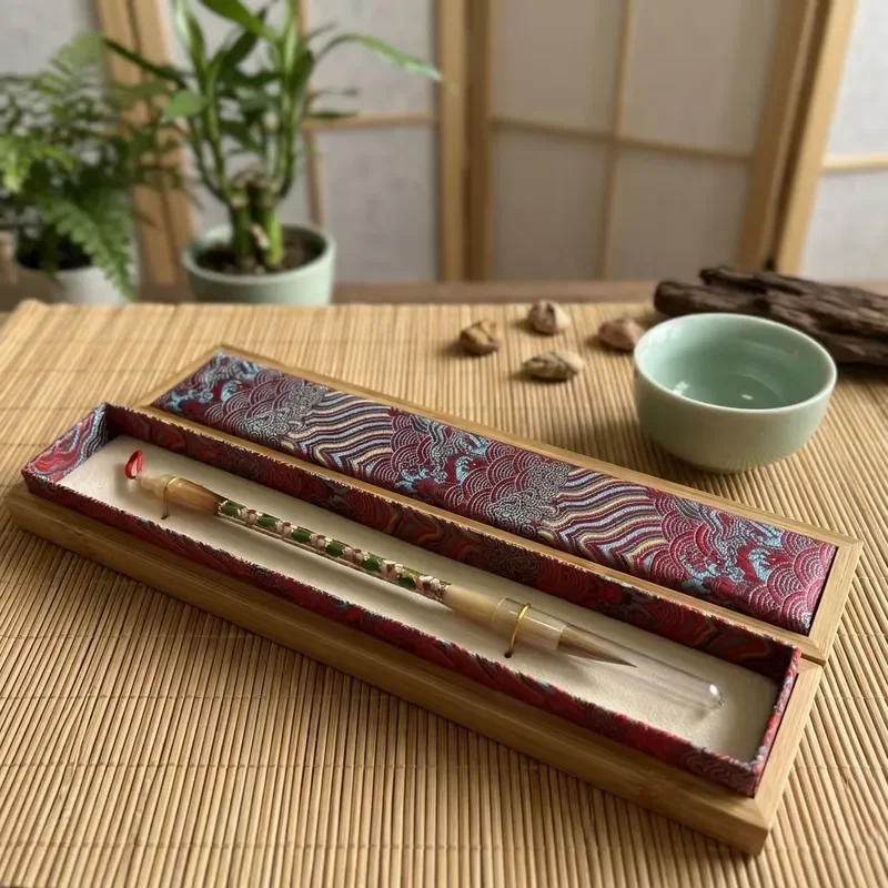 Masterpiece National Treasure Cloisonne Enamel Wolf Brush Pointed Calligraphy Brush Professional Art Brush Rare Horns