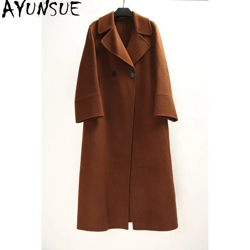 

AYUNSUE Women's Double-sided Wool Coat Fashion Commuter Long Overcoat 70% Wool 30% Cashmere Outerwear Woman Clothes Ropa Mujer