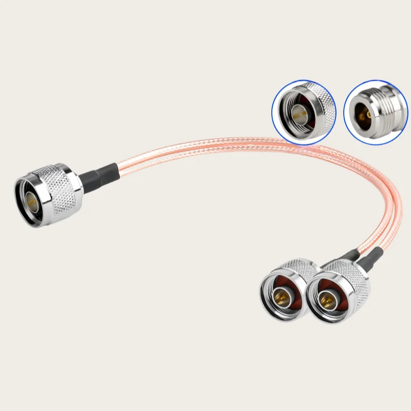 BNC TNC N Male Female to 2X N BNC TNC Male Y-shaped splitter combiner tail fiber RG316 Cable