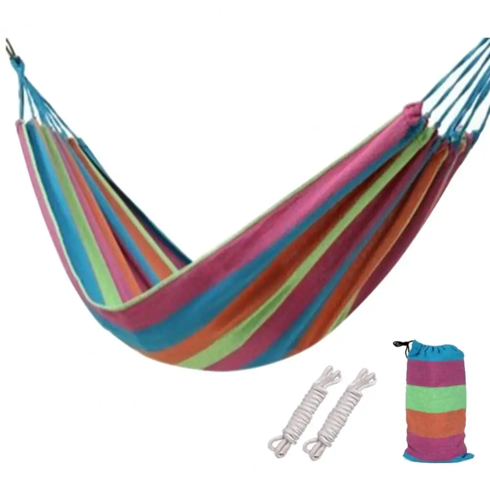 1 Set Portable Canvas Hammock Soft Touch Strong Bearing Capacity Canvas Unisex Portable Camping Hammock Outdoor Accessories