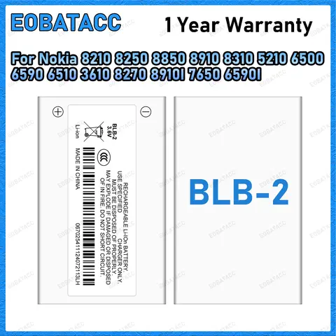 BLB-2 Battery Replacement for Nokia 8210 8250 8850 8910 8310 5210 6500 6590 6510 3610 8270 8910i 7650