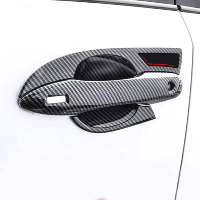 

For Toyota BZ4X 2022 2023 2024 2025 ABS Carbon Fiber Car Door Handle Cover Trim Side Door Grab Doorknob Handle Bowl Exterior Dec