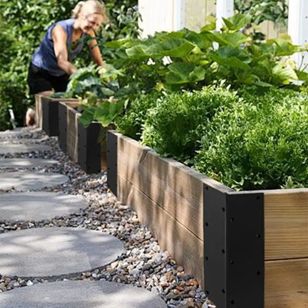 

Rust Resistant Raised Garden Bed Corner Brackets Noise Free With Screws Garden Bed Corner Bracket Right Angle Black Metal