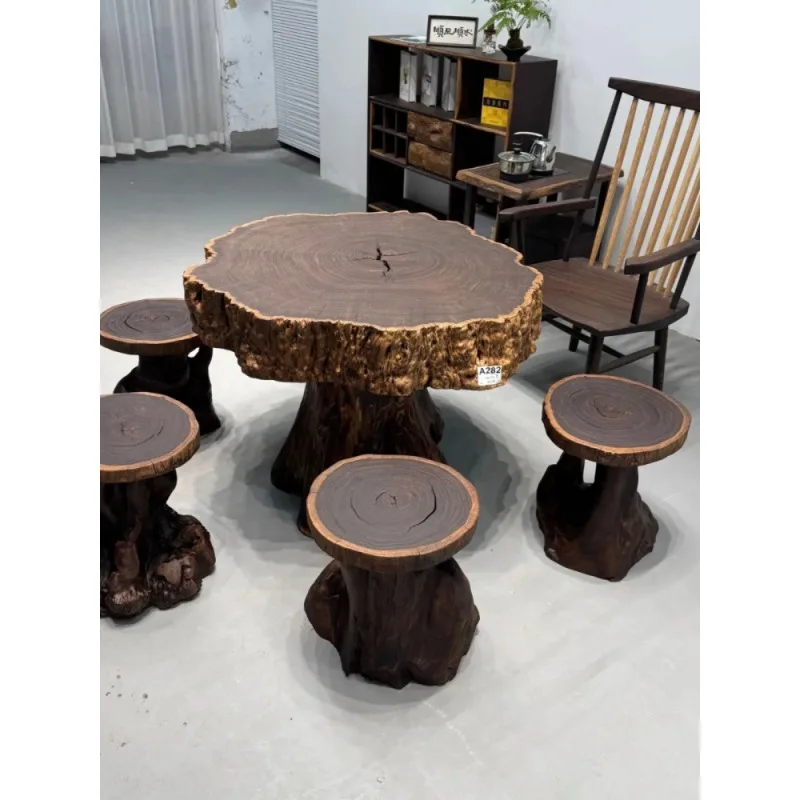 

Журнальный столик из массива дерева ваби-саби, круглый пирс для гостиной и дома