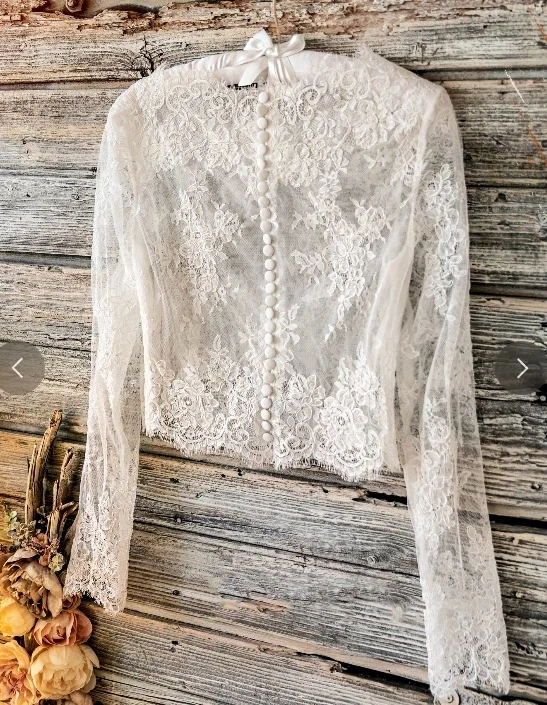 Customized Wedding Jacket Lace Full Sleeves with Buttons Bride Boleros Bridal Capes Women Formal Party Shrug Shawl