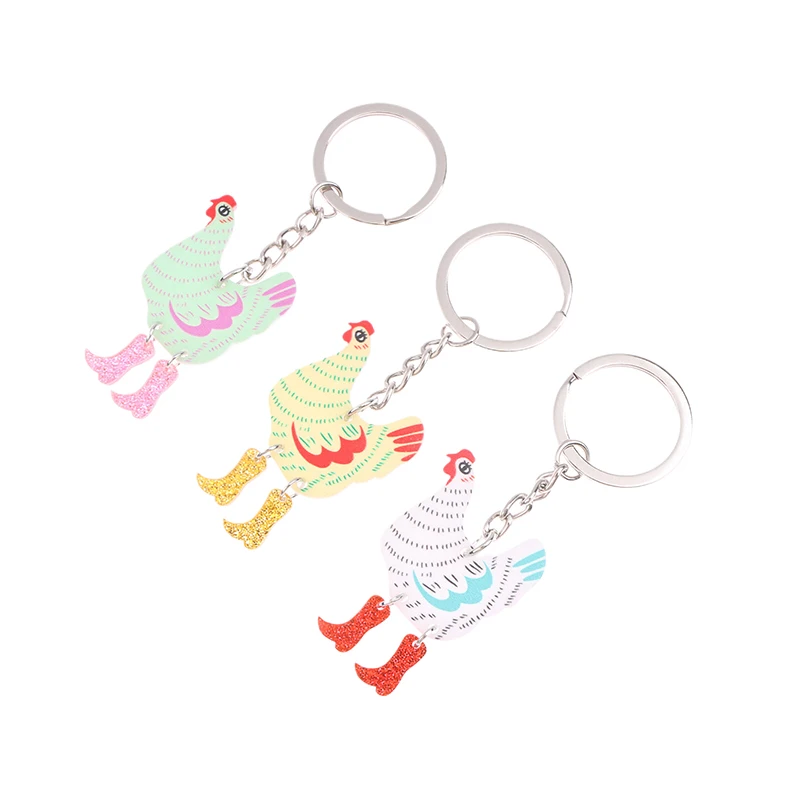 1PC DIY Jewelry Gifts Cute Funny Easter Chicken Hen Keychain Animal Keyring Pendants For Women Girls Handbag Accessories