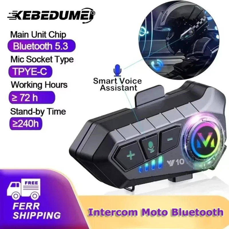 Kebidumei Y10 Bluetooth Motorcycle Helmet Headset Wireless MP3 Player 2000Mah Super Long Standby Earphone With Soft Hard Mic
