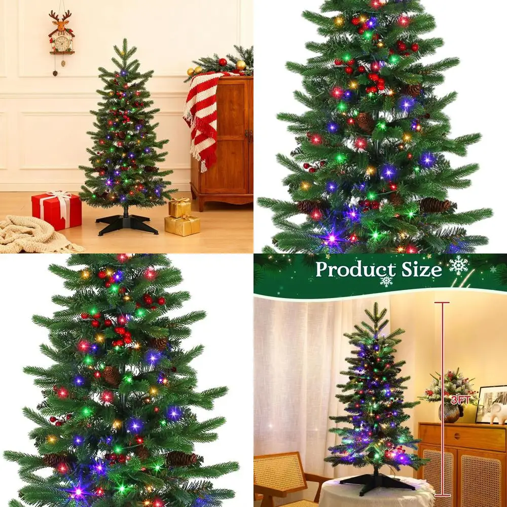 

Мини-рождественская елка с предварительной подсветкой на батарейках и 150 ветками, белые или многоцветные светодиодные фонари для праздничного декора