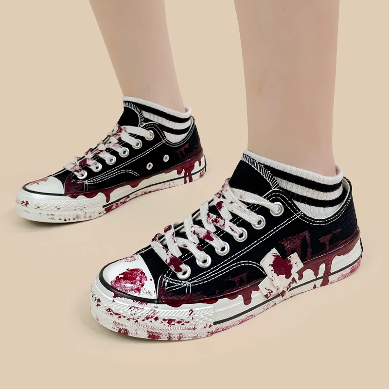 Amy and Michael Original Design 2024 New Fashion Individual Graffiti Women Sneakers Female Low Top Hand Painted Canvas Shoes