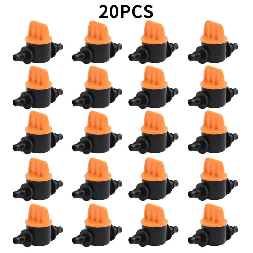 20Pcs Hose Valve Garden Taps Garden Drip Irrigation Fittings Pipe Connector Water Valve For 4mm 7mm Water Flow Control Valve