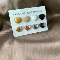 WLP Fashion Heart Shape Muslim Hijabs Strong Magnetic Pins Buckle Women Cardigan Safe Magnet Hijabs Scarf No Hole Accessories