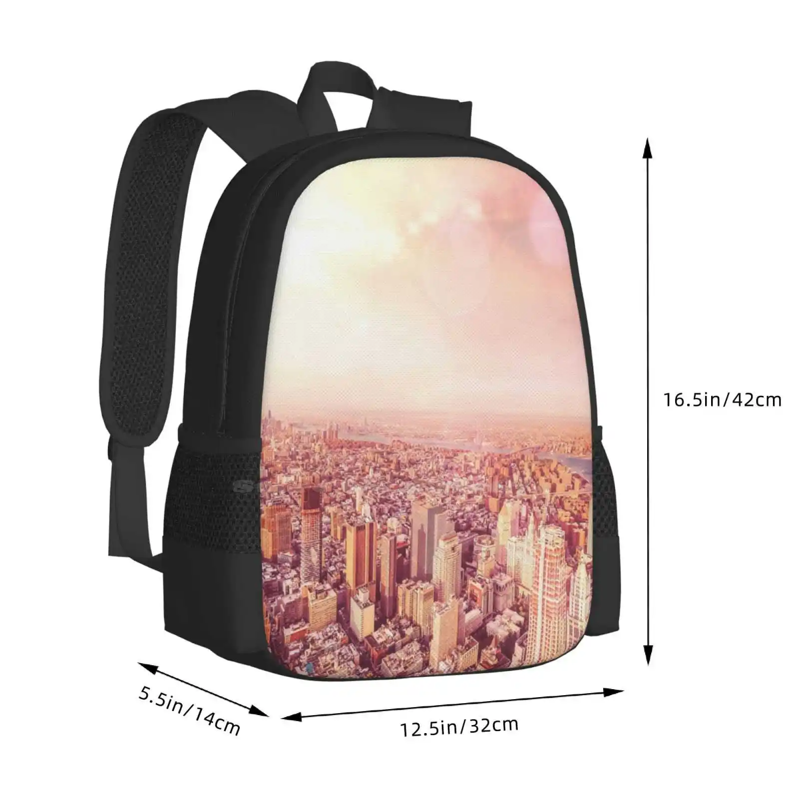 Mochila con diseño de Skyline de la ciudad de Nueva York, mochilas escolares, Nyc Skyline, New York City Skyline, Ny Cityscape, Bokeh Dreamy Nyc Sunset