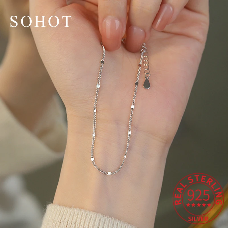 

Real 925 Sterling Silver 18K Gold Circular Charm Bracelets for Women Classic Fine Jewelry Minimalist Light Luxury Accessories