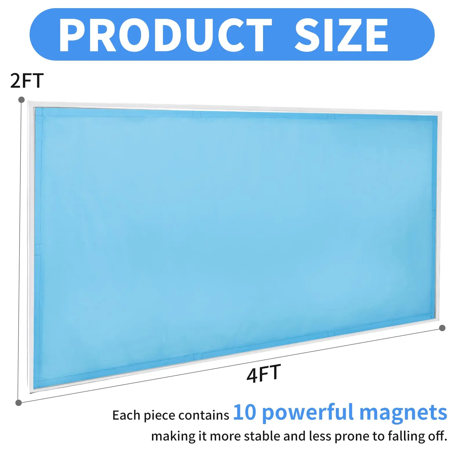 2pcs Fluorescent Light Covers 4 x 2 feet Magnetic Light Filters With 10 Magnetic Buckles For Home, Office, hospital Light Covers