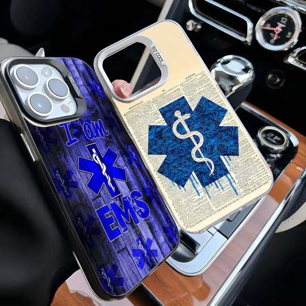 

E-EMT EMS A-Ambulance Phone Case For iPhone 16,15,14,13,12,11,Mini,Pro,MAX White Matte Shockproof Cover