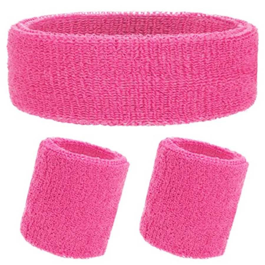 

3Pieces Sweatband Set, Sports Headband and Wristbands, Set of 1 Headband and 2 Wristbands, for Athletic Men and Women, and Neon