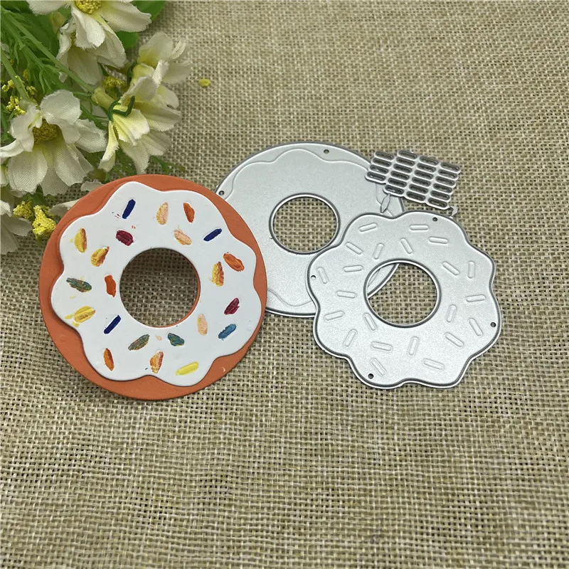 Deliciosos marco de Donuts, troqueles de corte de Metal, plantillas para bricolaje, álbum de recortes, plantilla artesanal en relieve decorativa