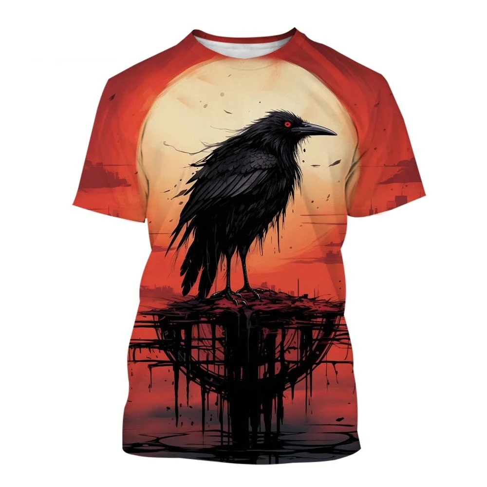 T Shirt for Men Raven 3D T-shirt Creative Animal Design Crow Print T Shirt Men Women Harajuku Casual Short Sleeve Streetwear Top