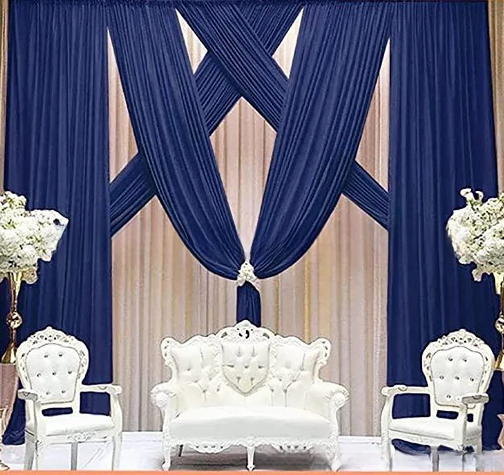 Whole Set 3mx6m10ft By 20ft Ice Silk Wedding Backdrop Curtain \  Swag With Pipe Stand for Wedding Event Decoration