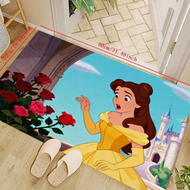 

1 шт., напольный коврик Disney Princess Belle Beauty and the Beast, 50x80 см (19,68x31,49 дюйма), коврик с персонажами мультфильмов для гостиной, кровати