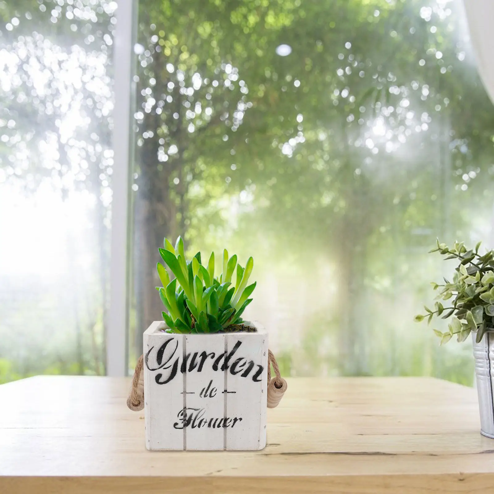 1Pcs Square Wooden Succulent Flowerpot Retro Style Plant Pot for Indoor Green Plants Home Store Decoration Gardening Multi