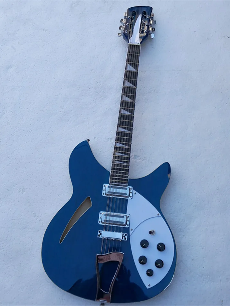 

12-String Electric Guitar Blue Cear Paint Chrome Fittings Double Jacks in Stock Free Postage