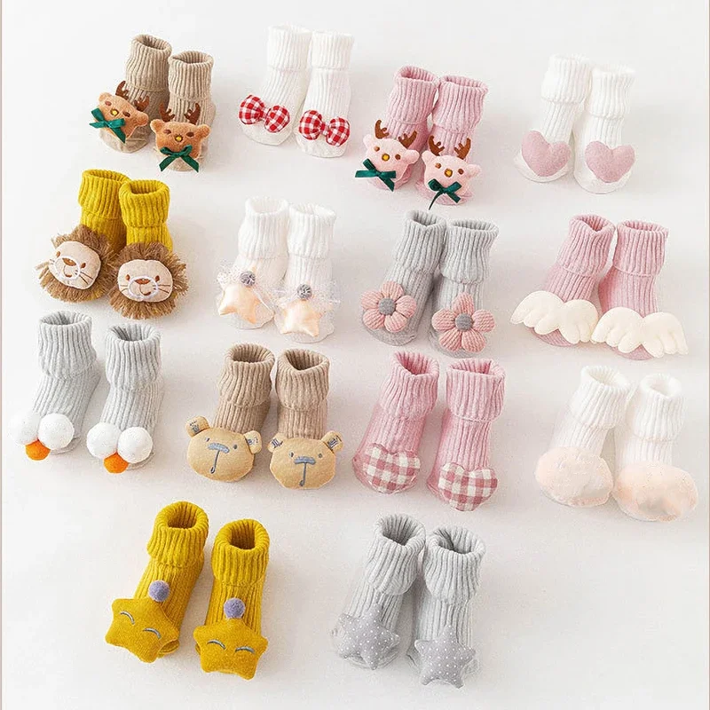 Spring Summer Thin Cotton Korean Casual Anti-slip Floor Stitch Stockings Cute Cartoon Doll Baby Socks for Newborn Infant Toddler