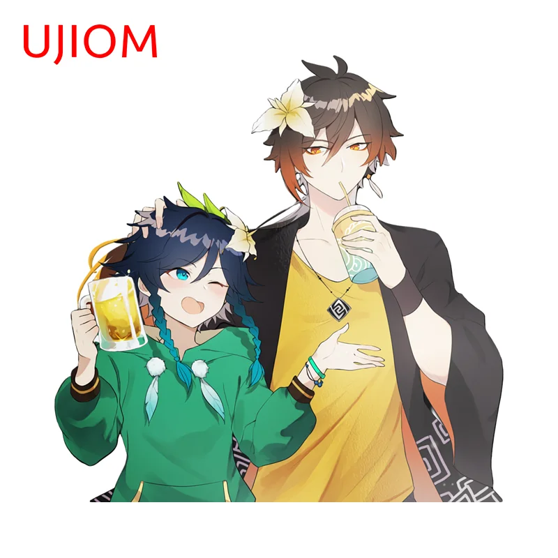 UJIOM Zhongli Ventistor Venti Wall Sticker Hot Cartoon Character Kawaii Figure Occlusion Scratch PVC Decal Room Decoration