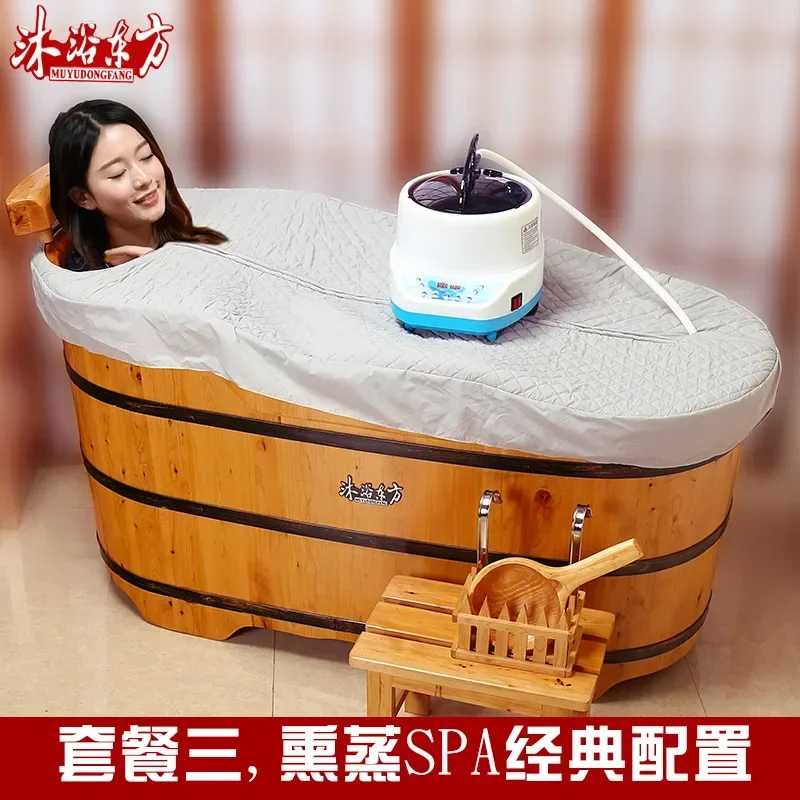 TAO Bathtub Household Wooden Bucket Bath Bucket Adult Adult Armrest Solid Wood Bath Bath Bucket