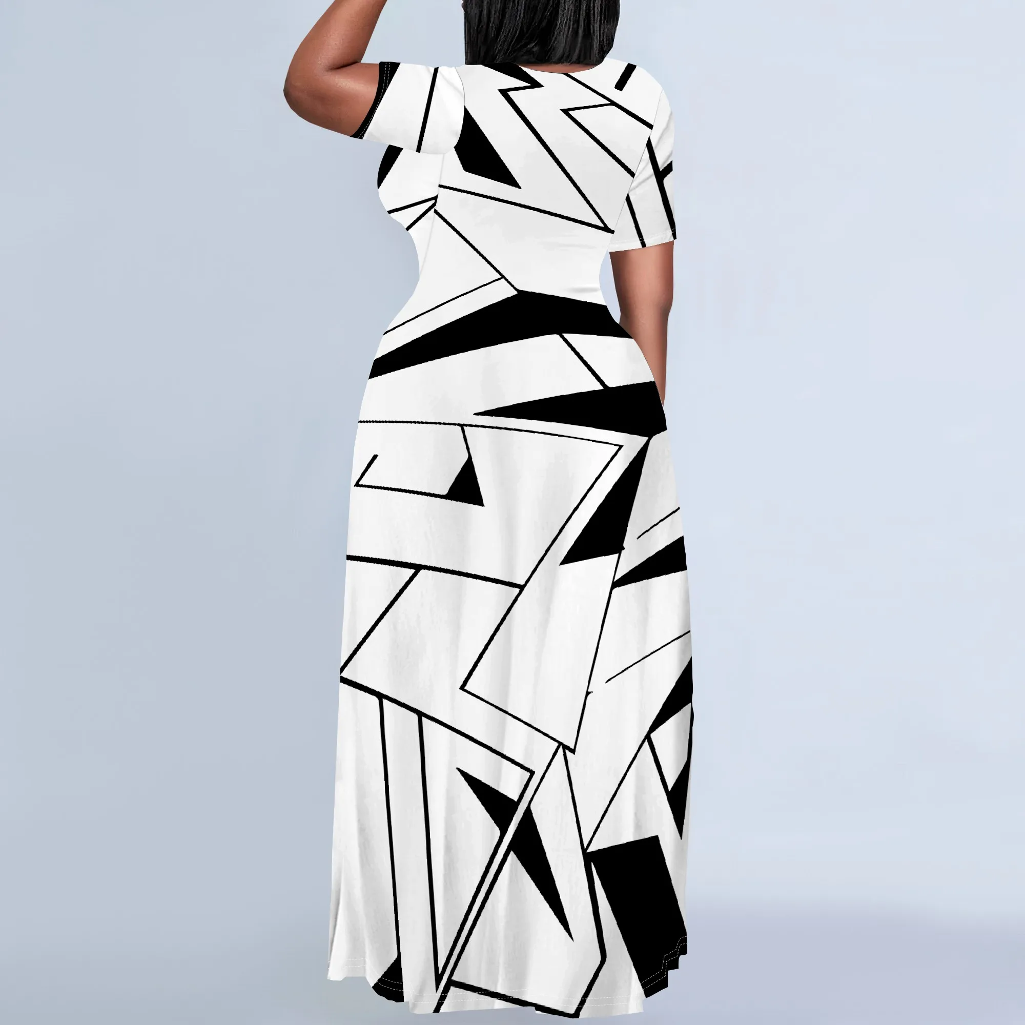 

Plus Size Geometric Print Maxi Dress Casual Summer Beachwear