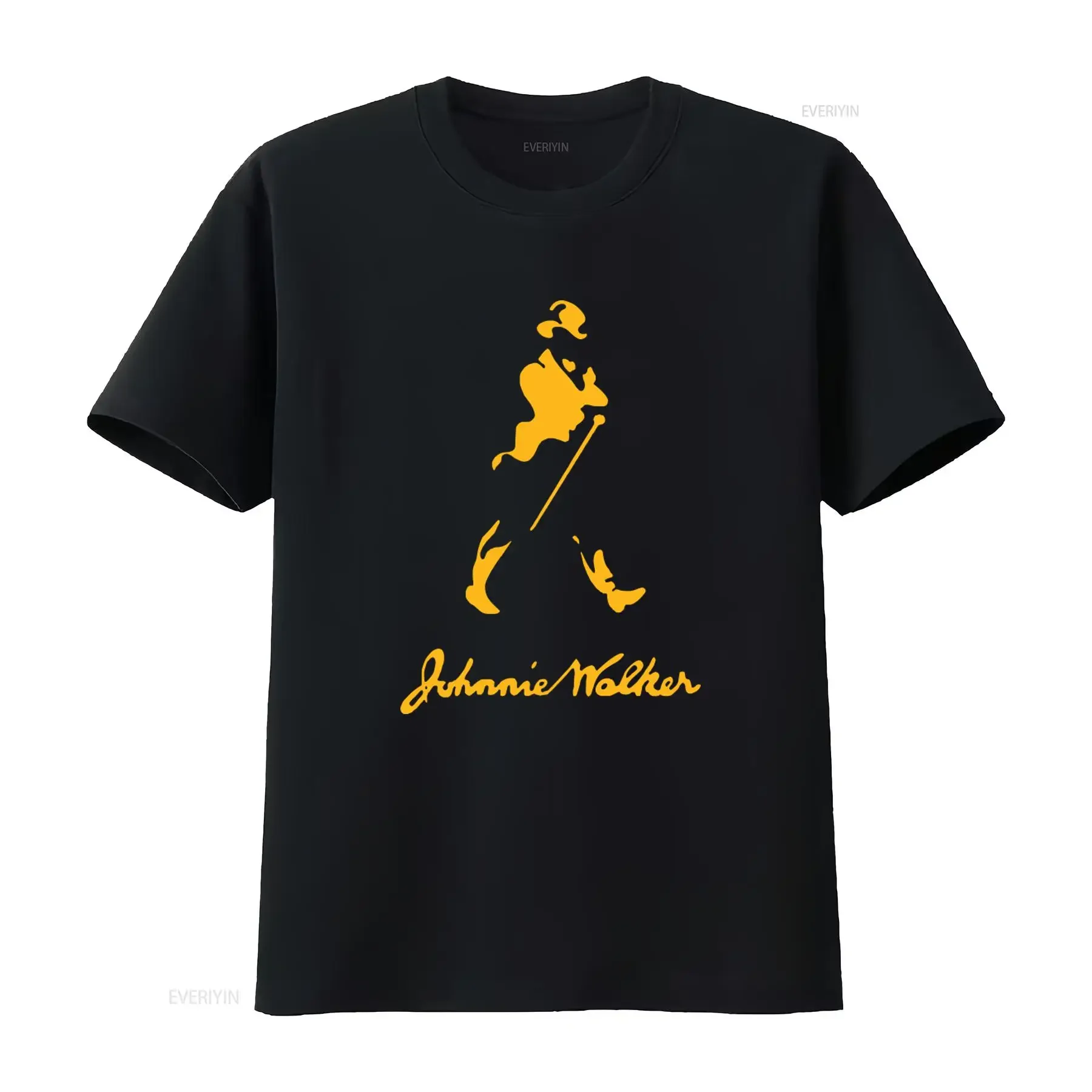 Johnnie Walker Scotch Whiskey Black Classic T Shirt for Print All Sizes vintage Washed streetwear Stretched