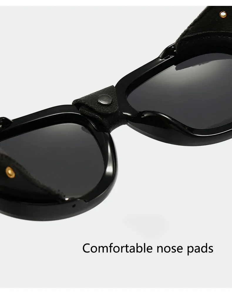 BOYSEEN Steam Punk Oval Winddicht Goggle Polarisierte Sonnenbrille Männer Frauen Fashion Shades Vintage Brille Brillen UV400 – Detail 16