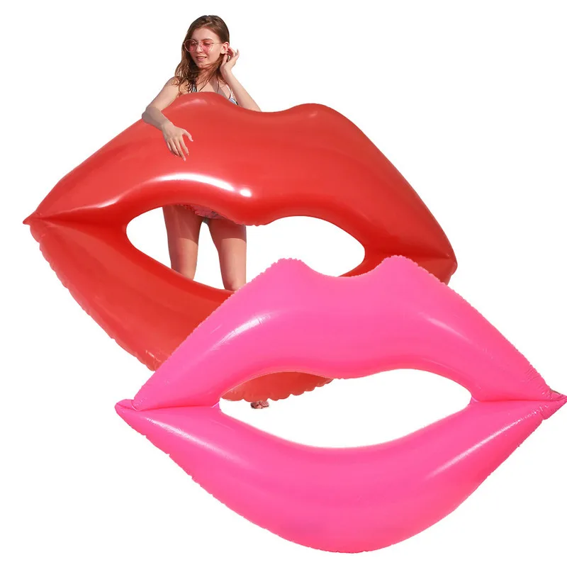 Red Lips Inflatable Swimming Pool Floating Deck Chair Swimming Ring Water Floating Bed Popular Shooting Bar Thick Lounge Chair