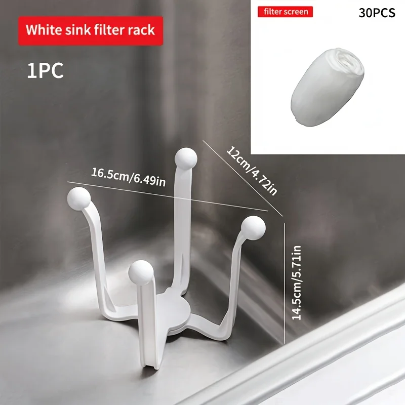 1 stuks gootsteenzeefje + 50 filterschermen, afvoerrek - duurzaam plastic, open opslagontwerp voor gemakkelijke reiniging